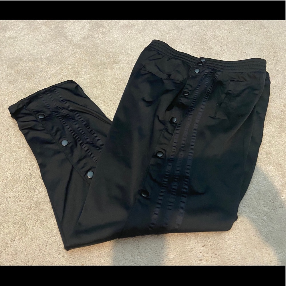 Adidas track pants black button up sides
